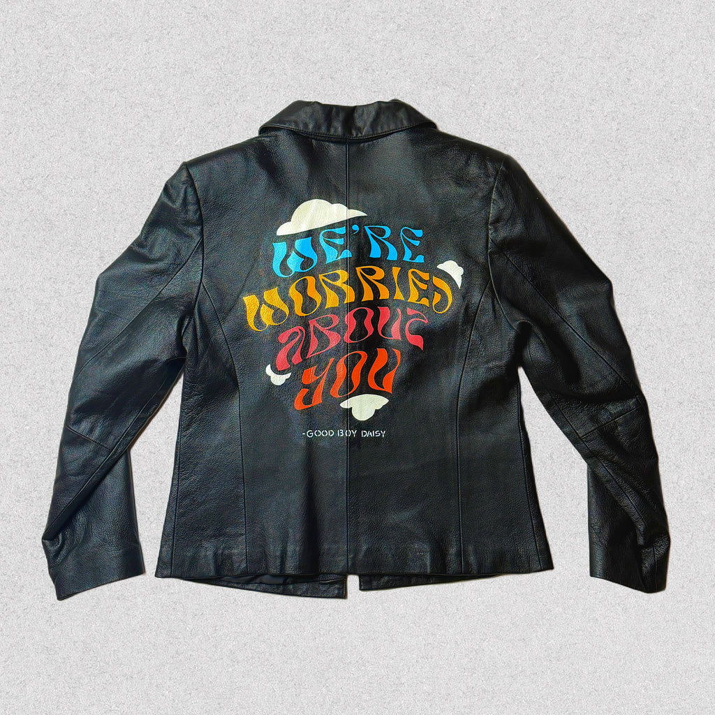 "We're Worried About You" Custom Painted Leather Jacket