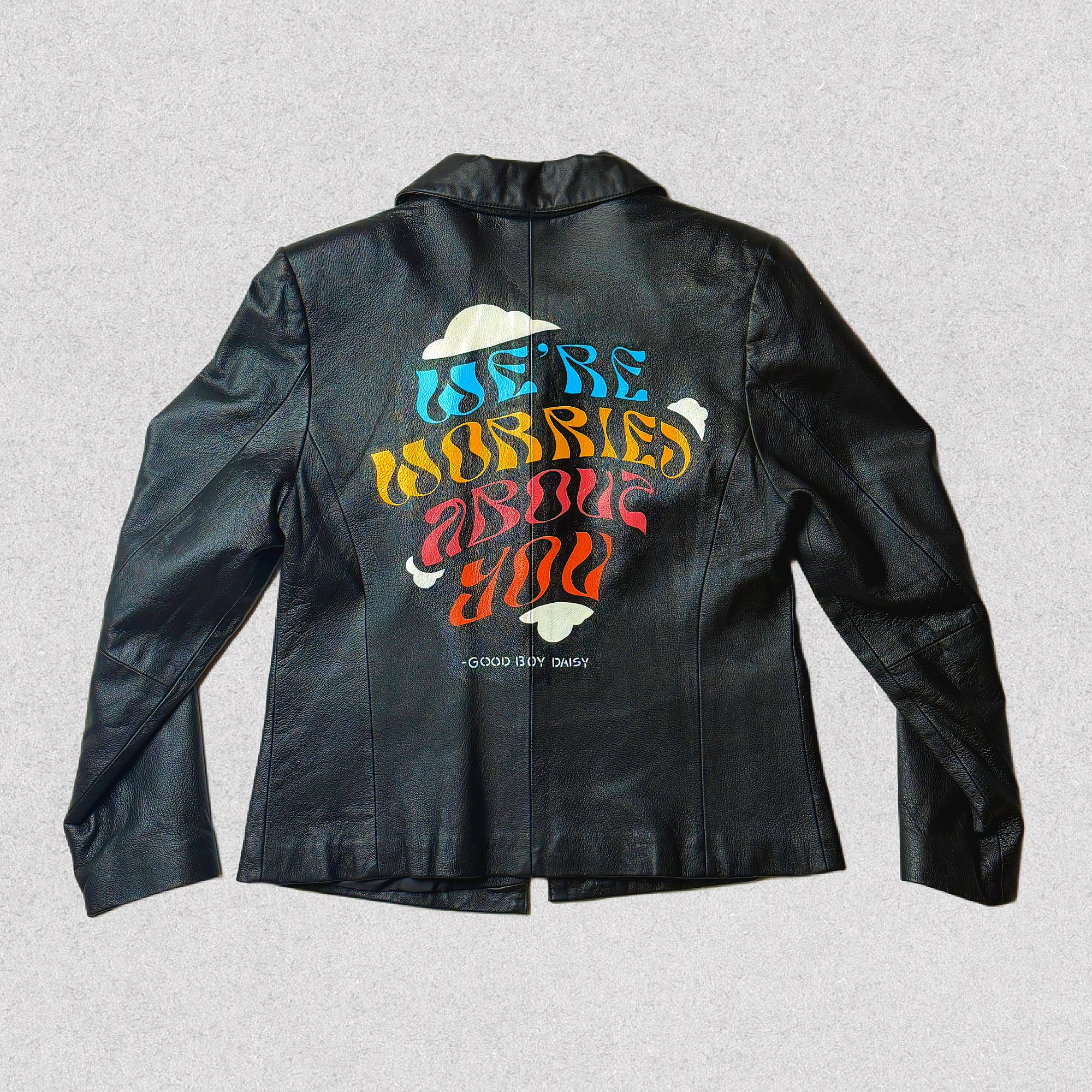 "We're Worried About You" Custom Painted Leather Jacket