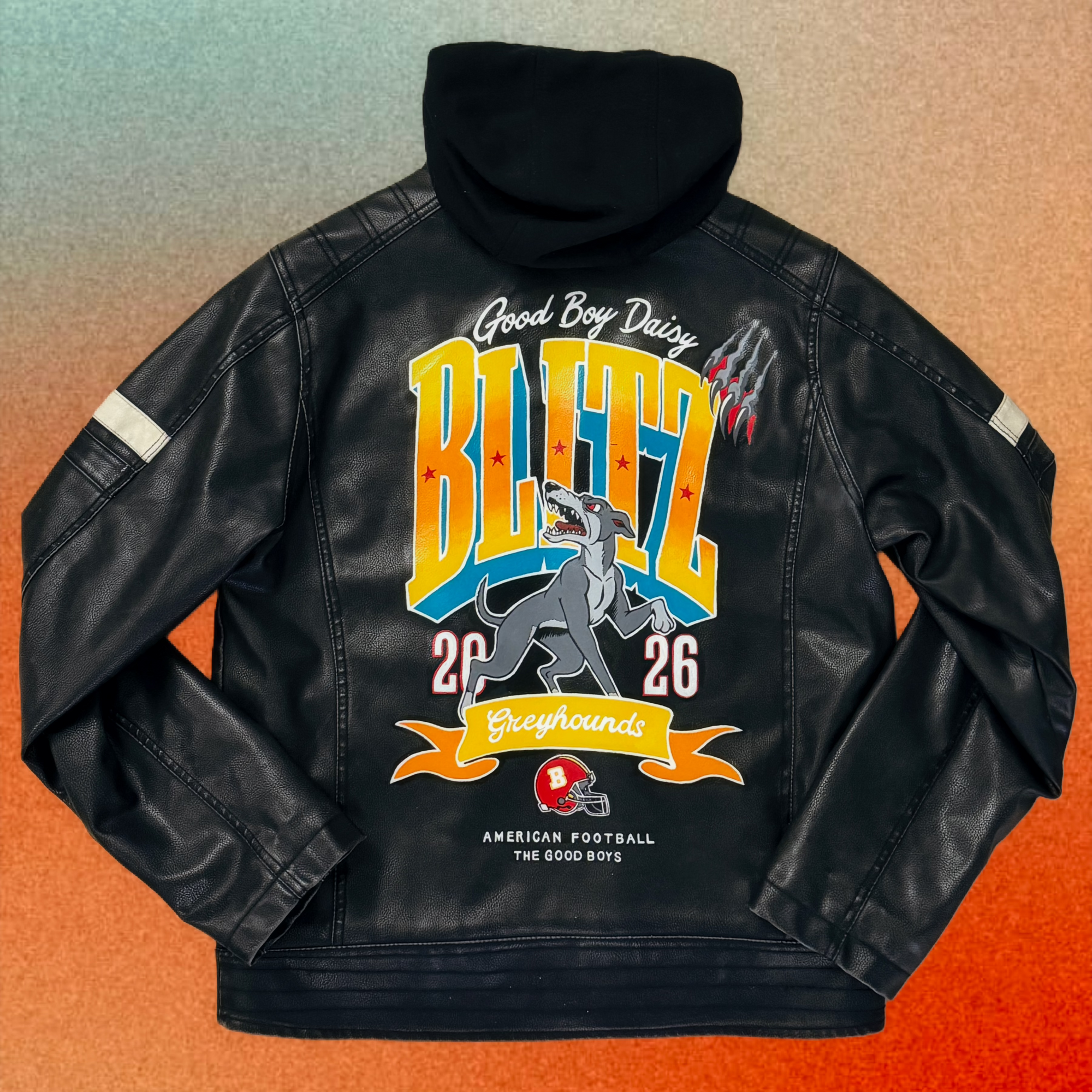 Custom Painted "Blitz" Leather Jacket by Hallie