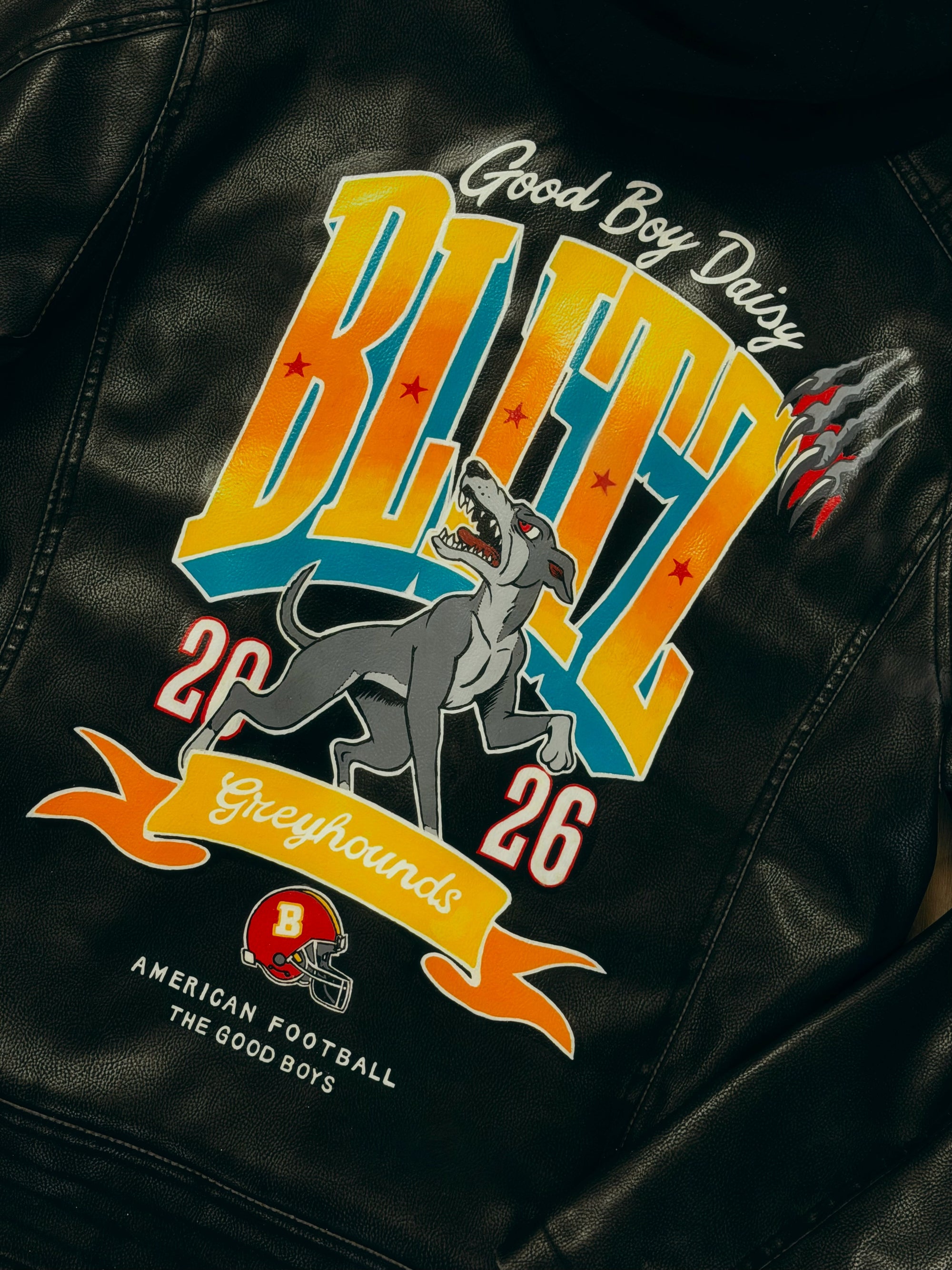 Custom Painted "Blitz" Leather Jacket by Hallie