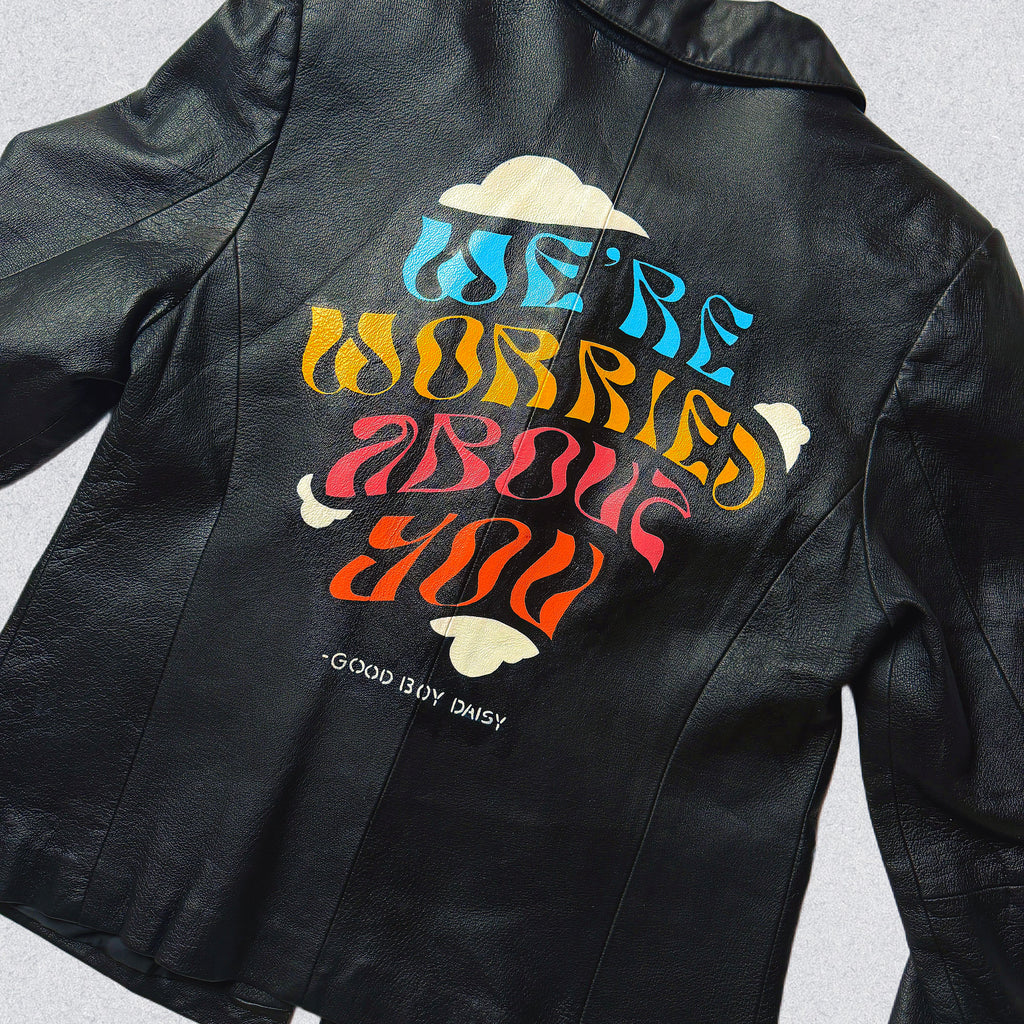 "We're Worried About You" Custom Painted Leather Jacket