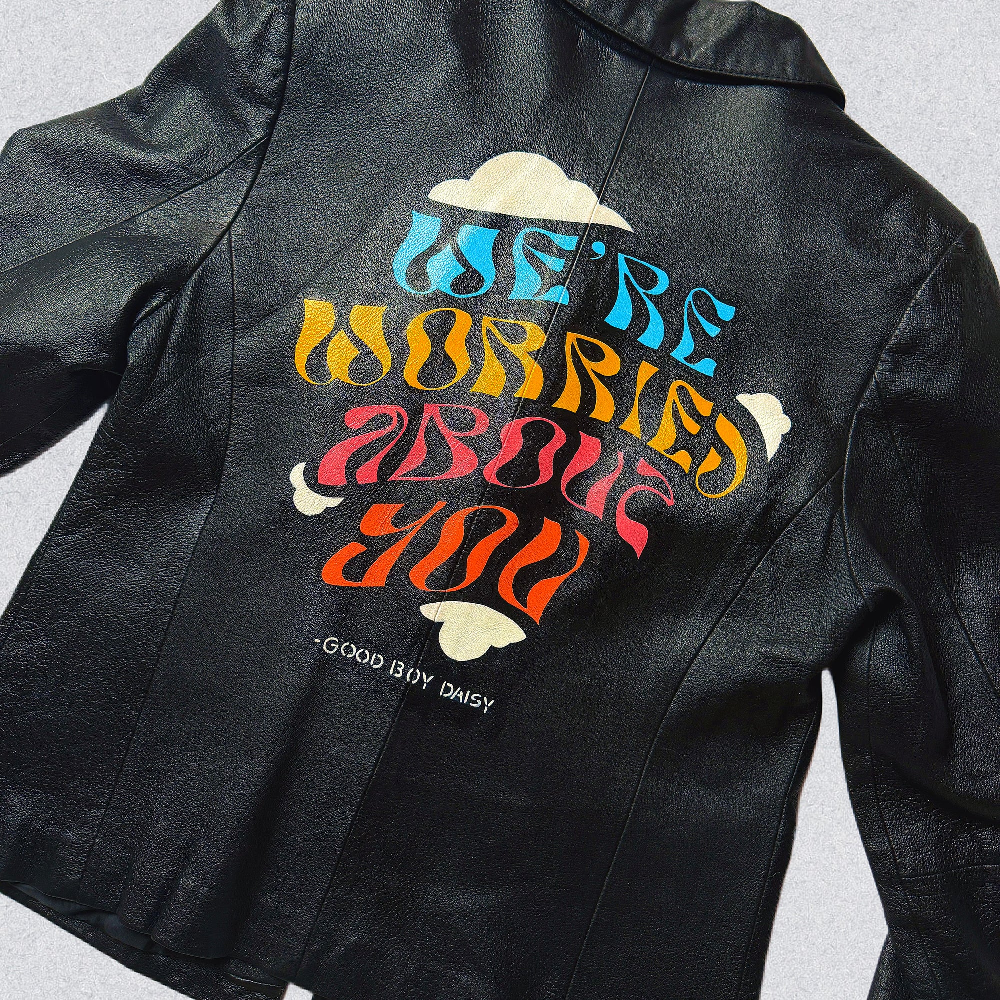 "We're Worried About You" Custom Painted Leather Jacket